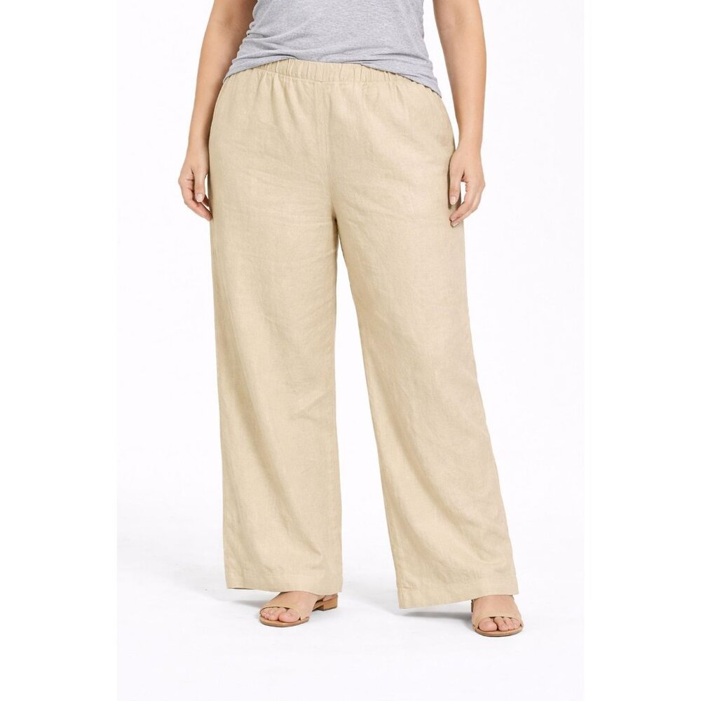 Land’s End Wide-Leg Linen Blend size 16W Beige
